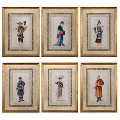 Set of Six Chinese Watercolours on Pith Paper Depicting Artisans Canton, 1835