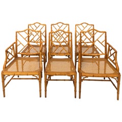 Set of Six Chinoiserie Bamboo Side Chairs
