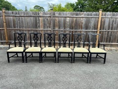 Set of Six Chippendale Ethan Allen Dining Chairs in Black