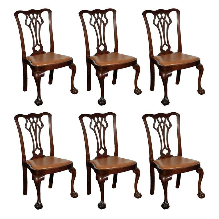 Set of Six Chippendale Style Chairs For Sale
