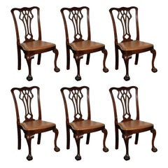 Antique Set of Six Chippendale Style Chairs
