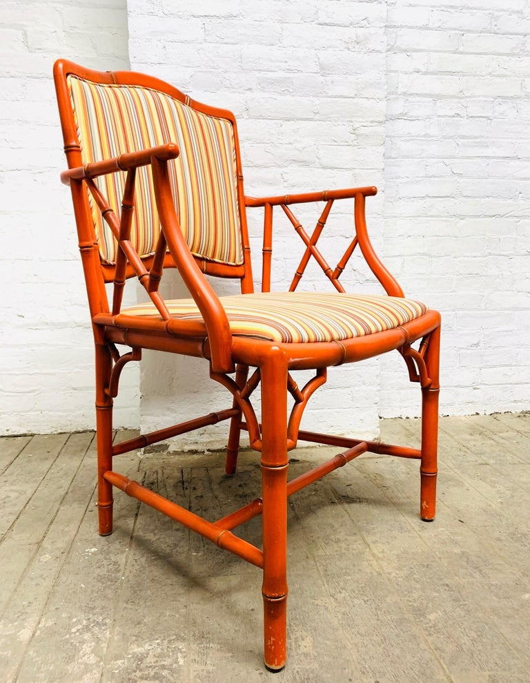 Set of Six Chippendale Style Faux Bamboo Dining Chairs at 1stDibs