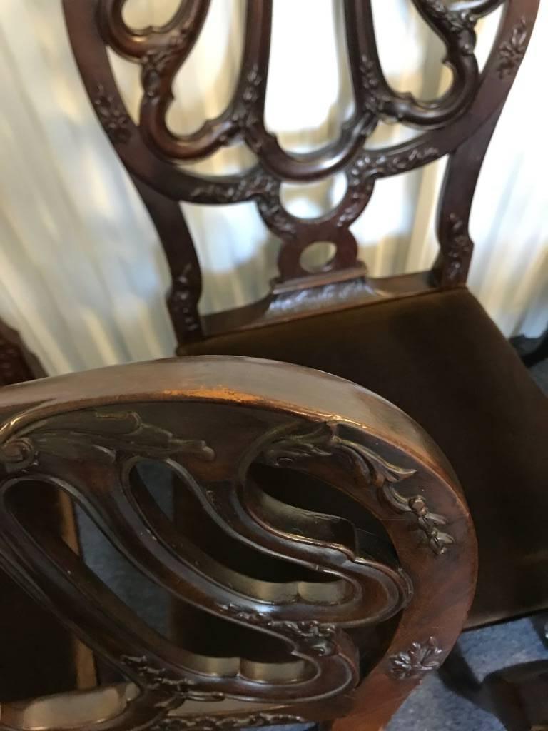 Set of Six Chippendale Style Mahogany Dining Chairs, 20th Century For Sale 6