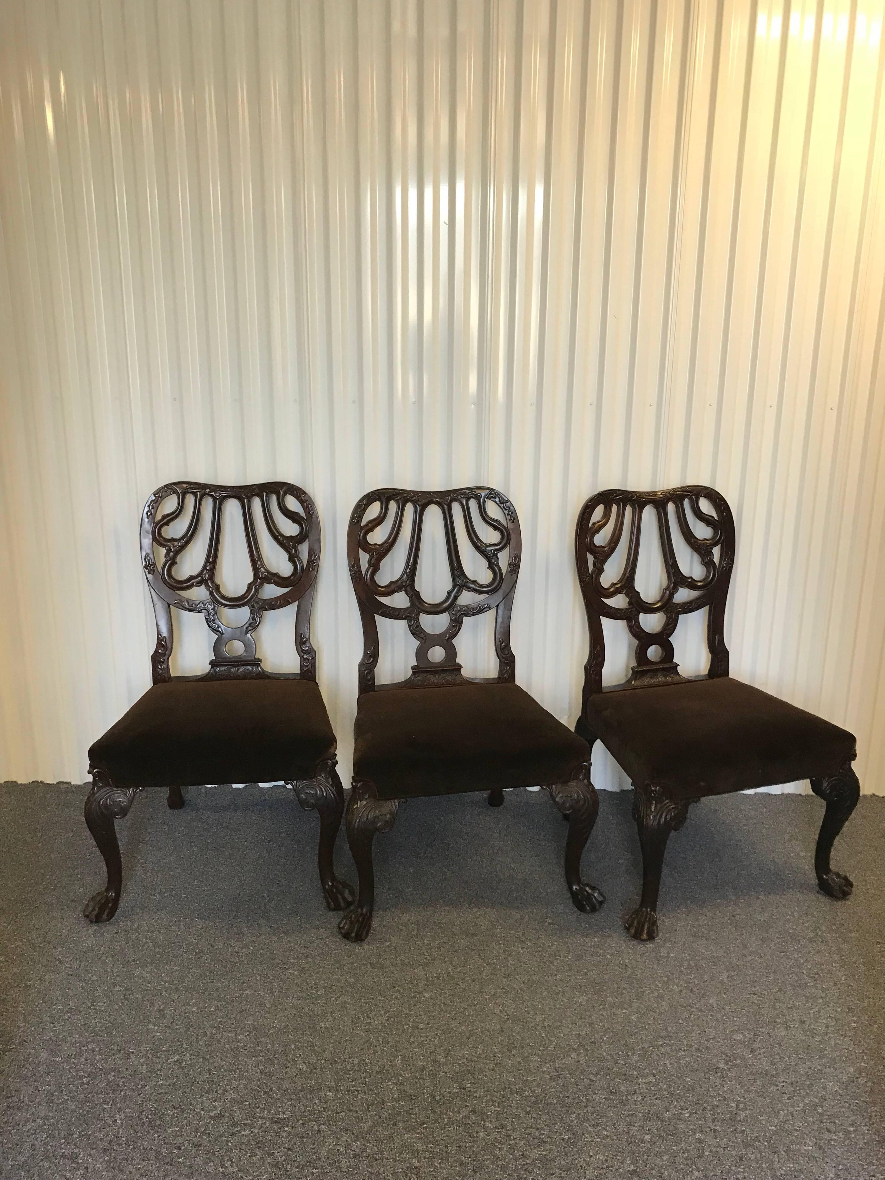 American Set of Six Chippendale Style Mahogany Dining Chairs, 20th Century For Sale