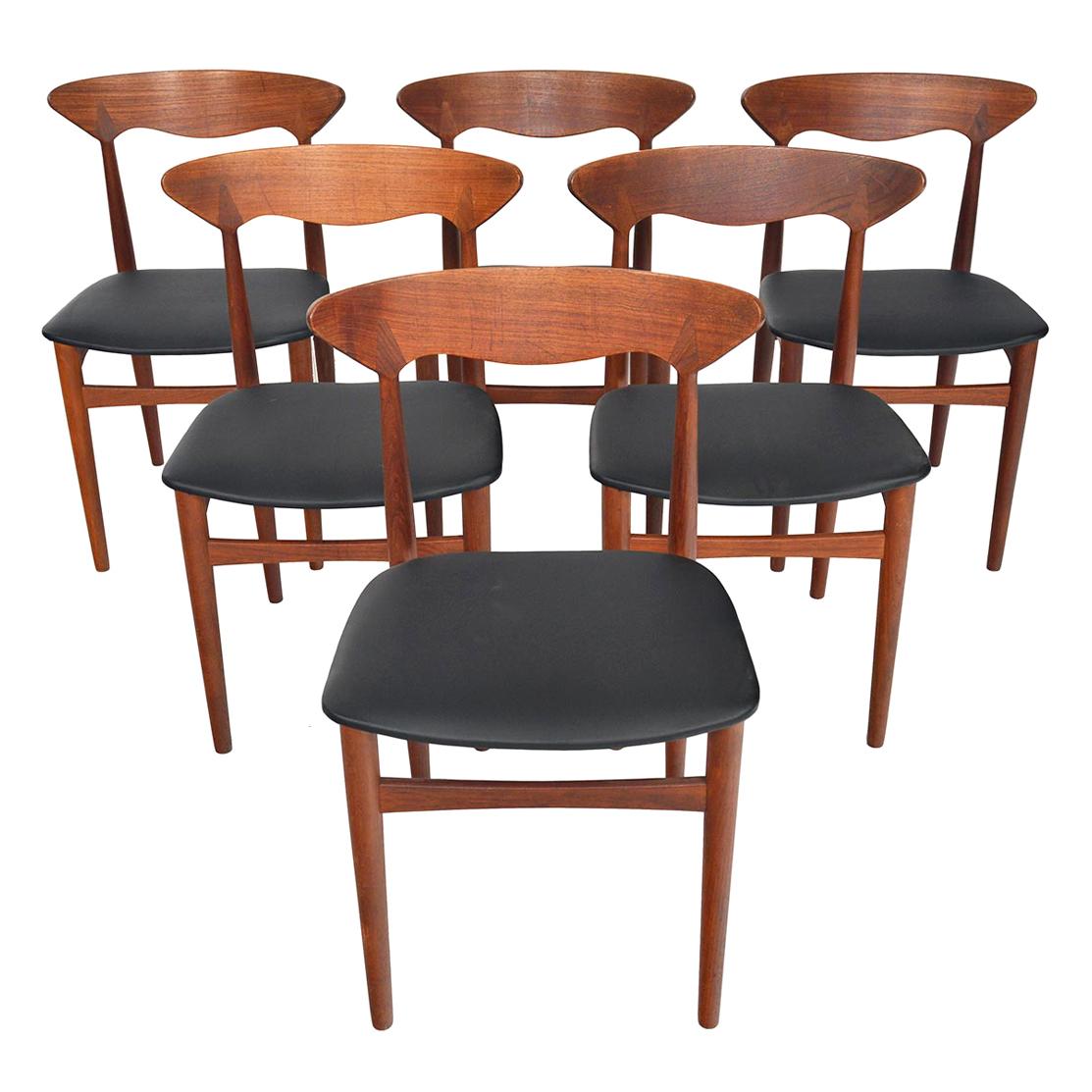 Set of Six Christian Linneberg Danish Modern Midcentury Dining Chairs in Teak