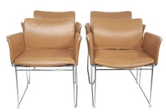 Set di quattro sedie da pranzo cromate e in pelle di Gavina, 1960/1980 ca.