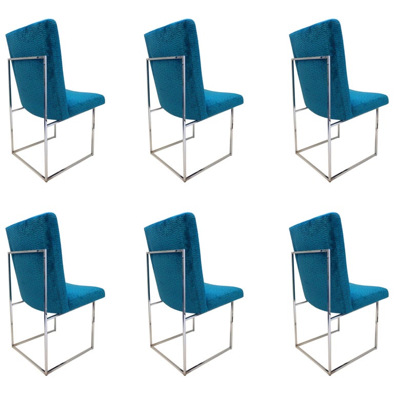 Set of Six Chrome Dining Chairs by Milo Baughman at 1stDibs