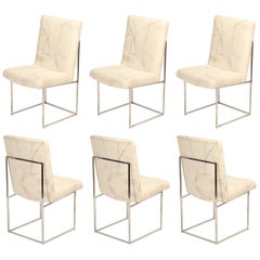 Set of Six Chrome Dining Chairs by Milo Baughman for Thayer Coggin, circa 1970