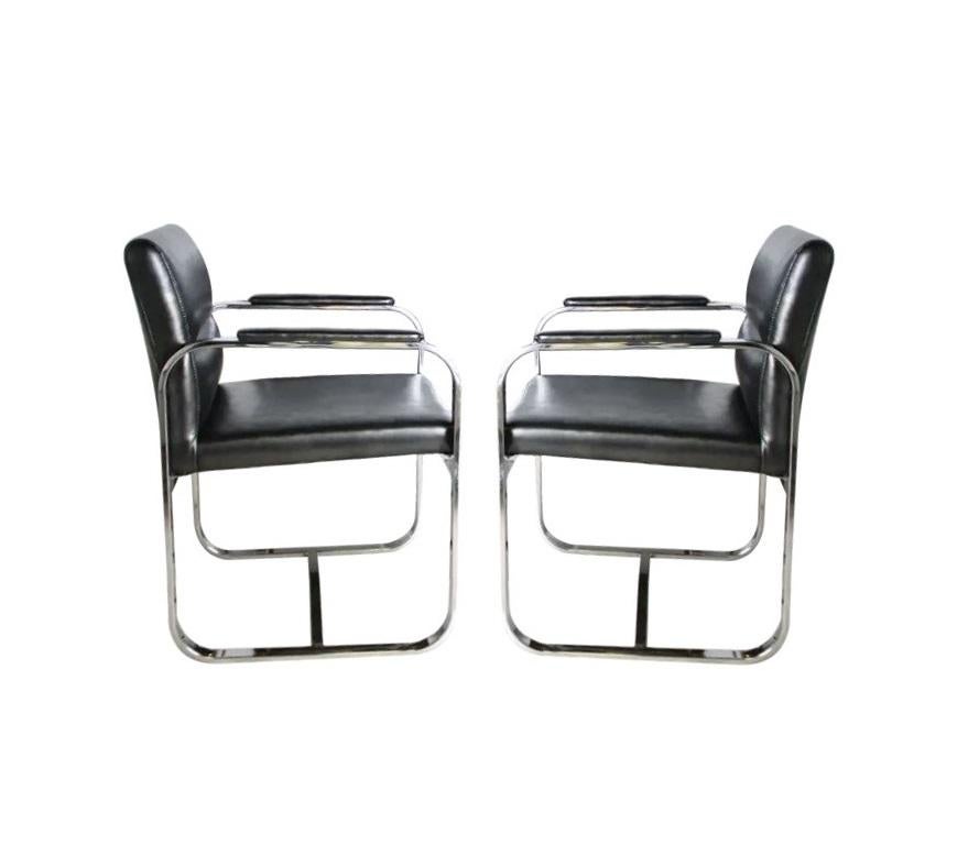 Set of Six Chrome Milo Baughman Style Dining Chairs For Sale 2
