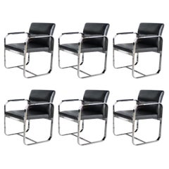 Set of Six Chrome Milo Baughman Style Dining Chairs