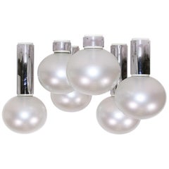 Set of Six Chrome 
Mother of Pearl Lights by Motoko Ishii for Staff, 1970s