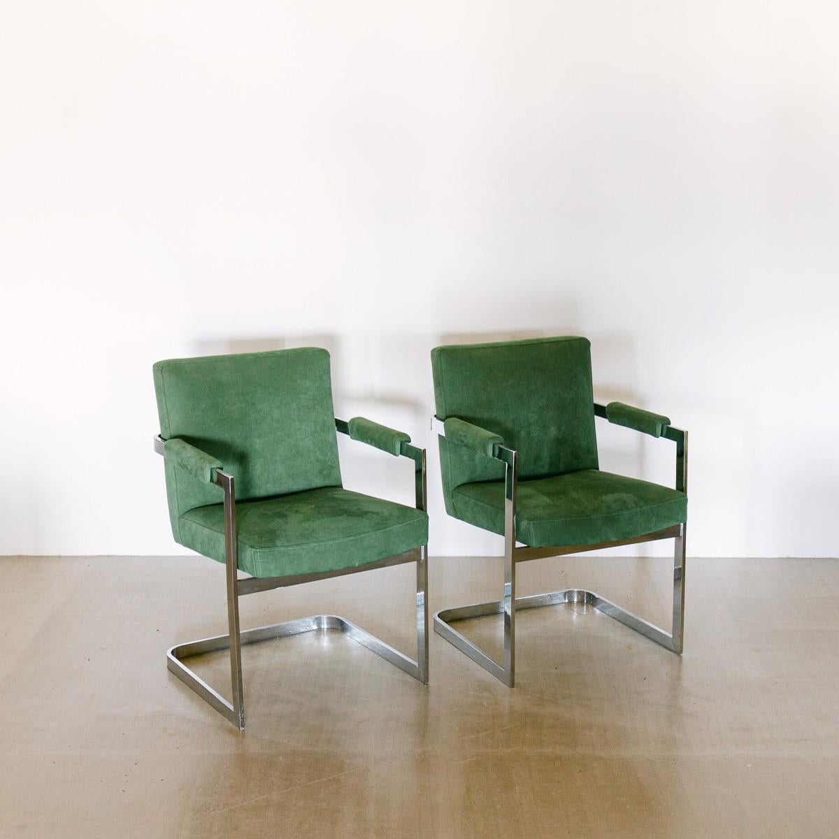 Set of Six Chromium Steel Cantilevered Armchairs, 1970s 4