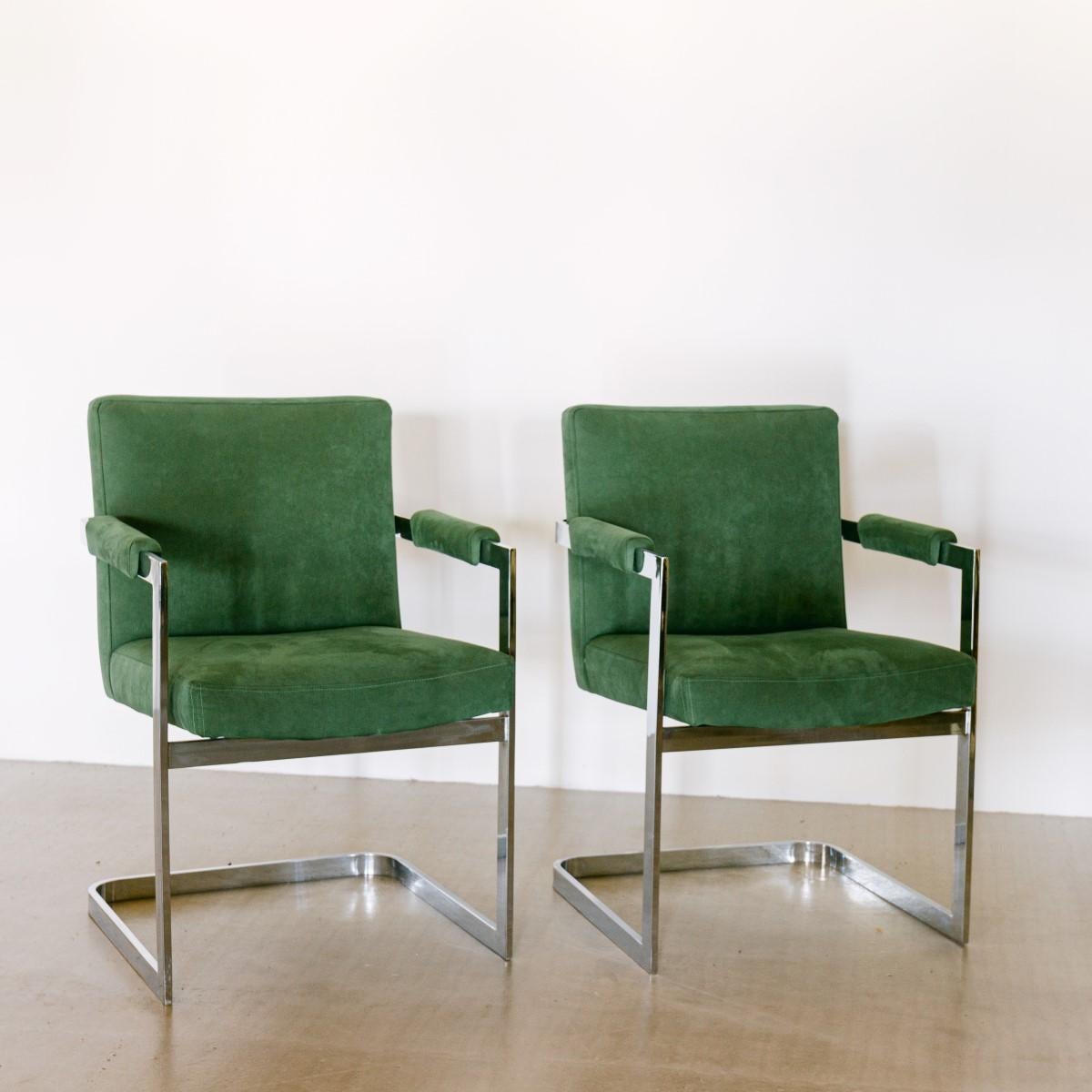 Set of Six Chromium Steel Cantilevered Armchairs, 1970s 2