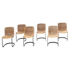 Set of six cidue rattan dining chairs