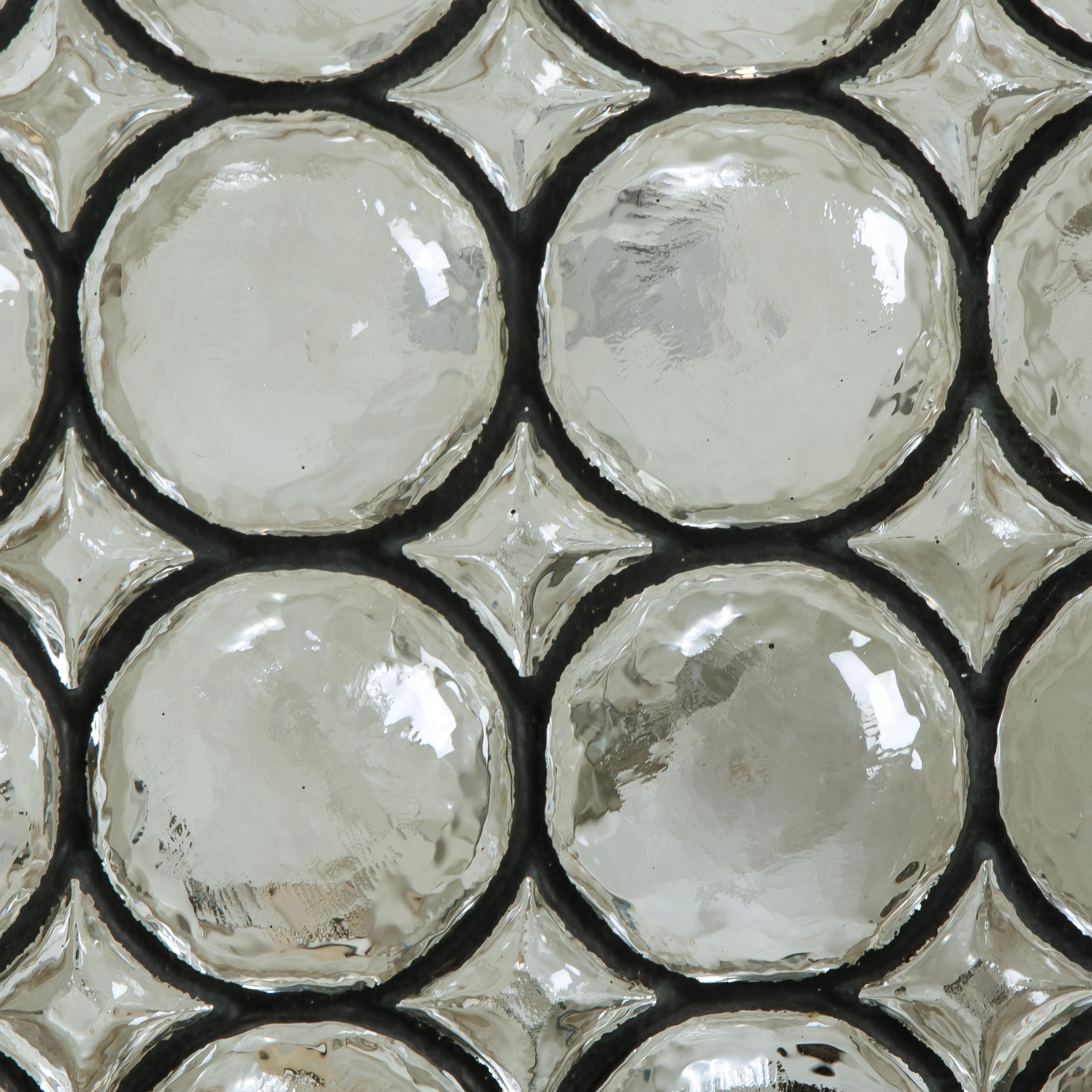 Set of Six Circle Iron and Bubble Glass Sconces Light Fixtures, Glashütte, 1960 5