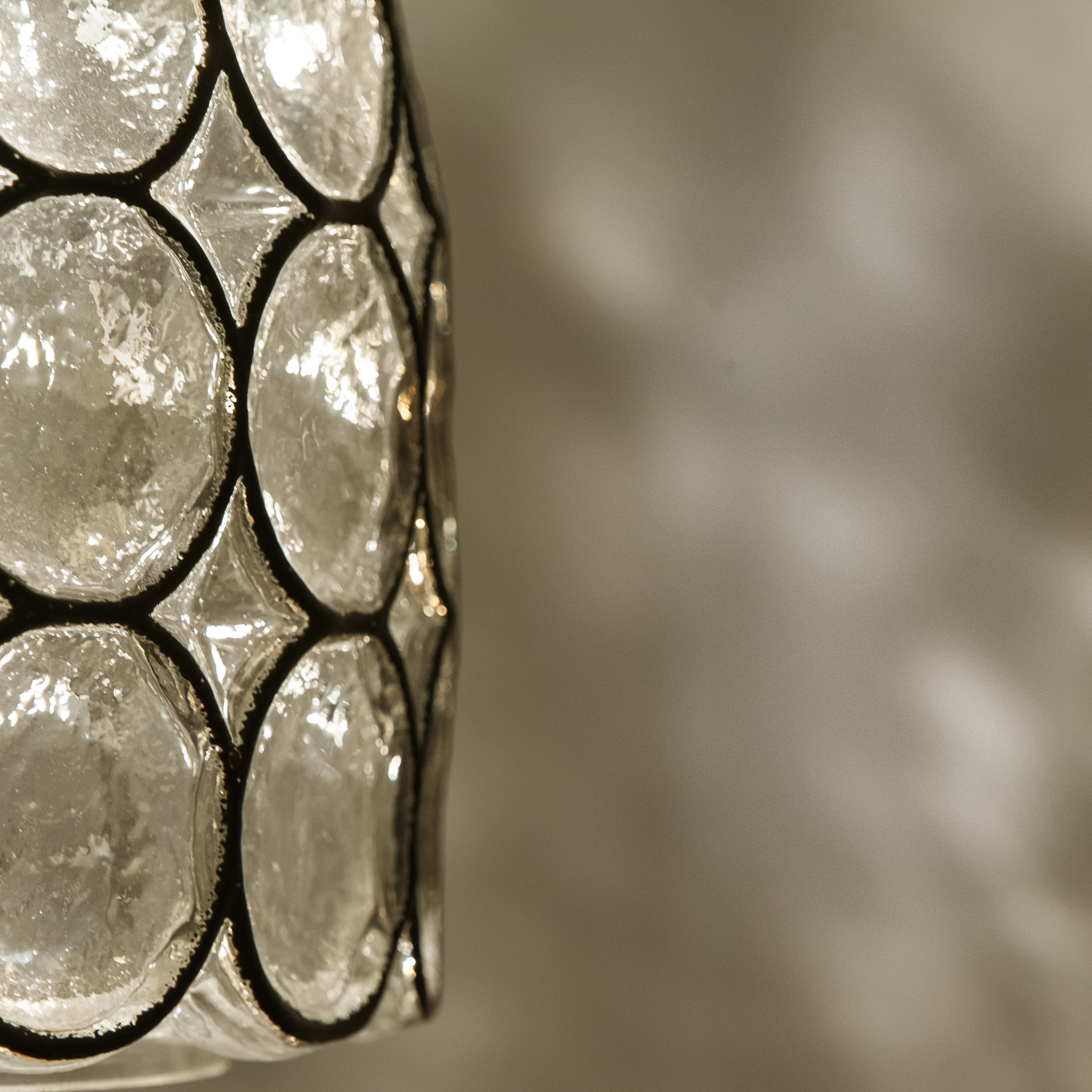 Set of Six Circle Iron and Bubble Glass Sconces Light Fixtures, Glashütte, 1960 6