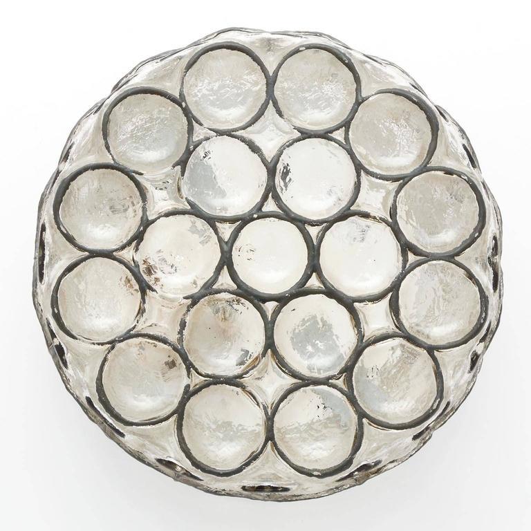 Set of Six Circle Iron and Bubble Glass Sconces Light Fixtures, Glashütte, 1960 8