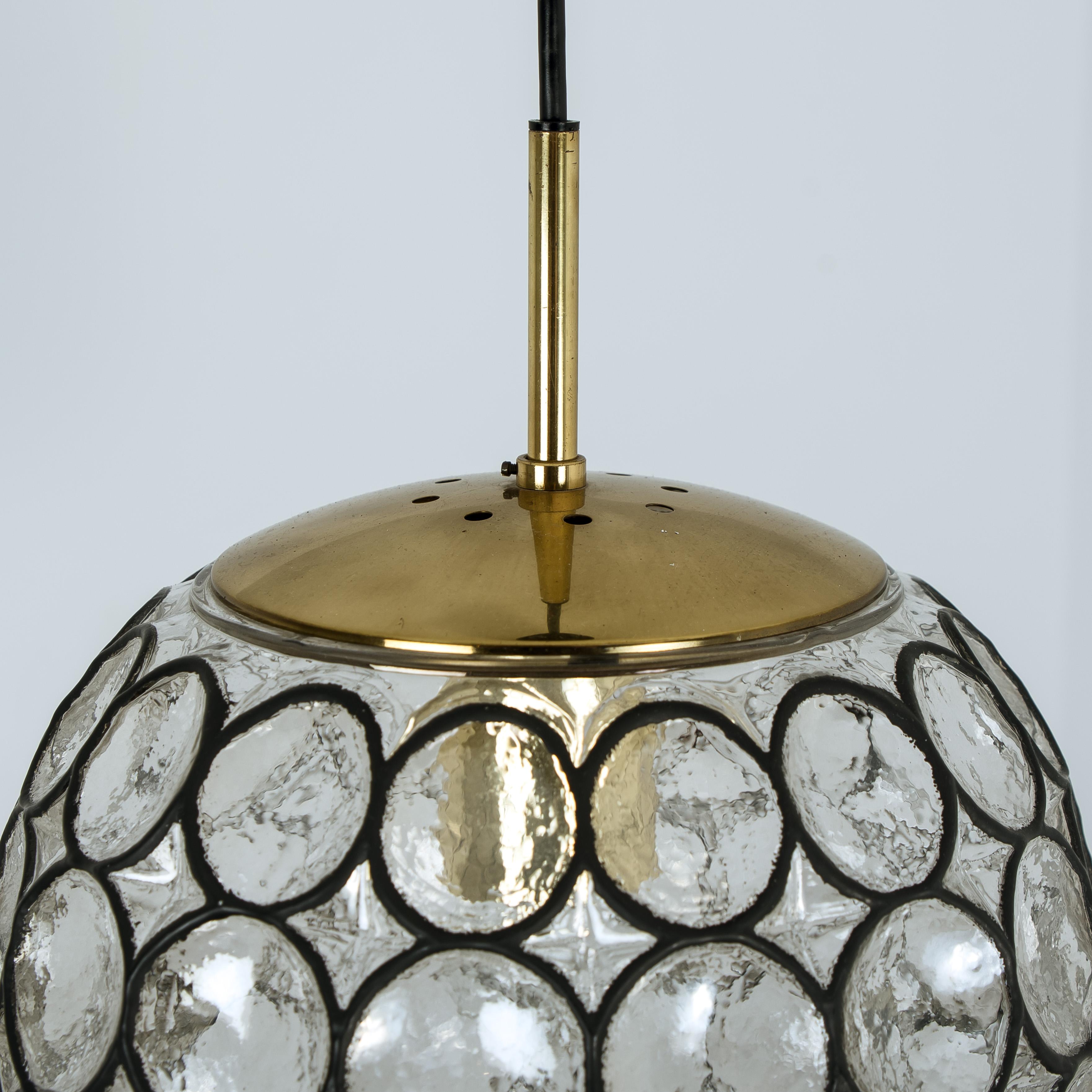 German Set of Six Circle Iron and Bubble Glass Sconces Light Fixtures, Glashütte, 1960