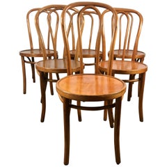 Set of Six Classic American Bentwood Side Chairs by Thonet, New York