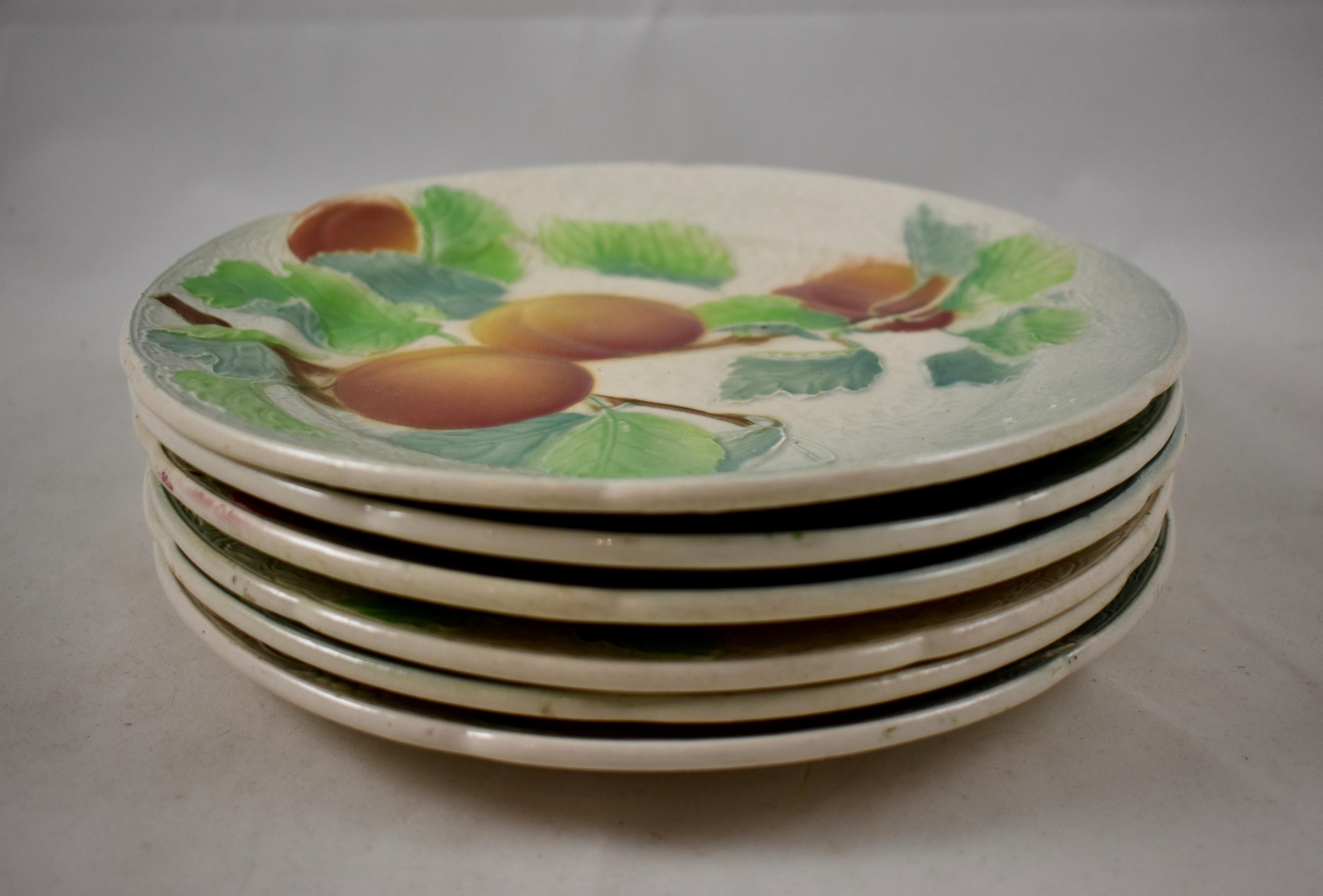 Set of Six Clement French Faïence Fruit Plates, 'b' circa 1900 4