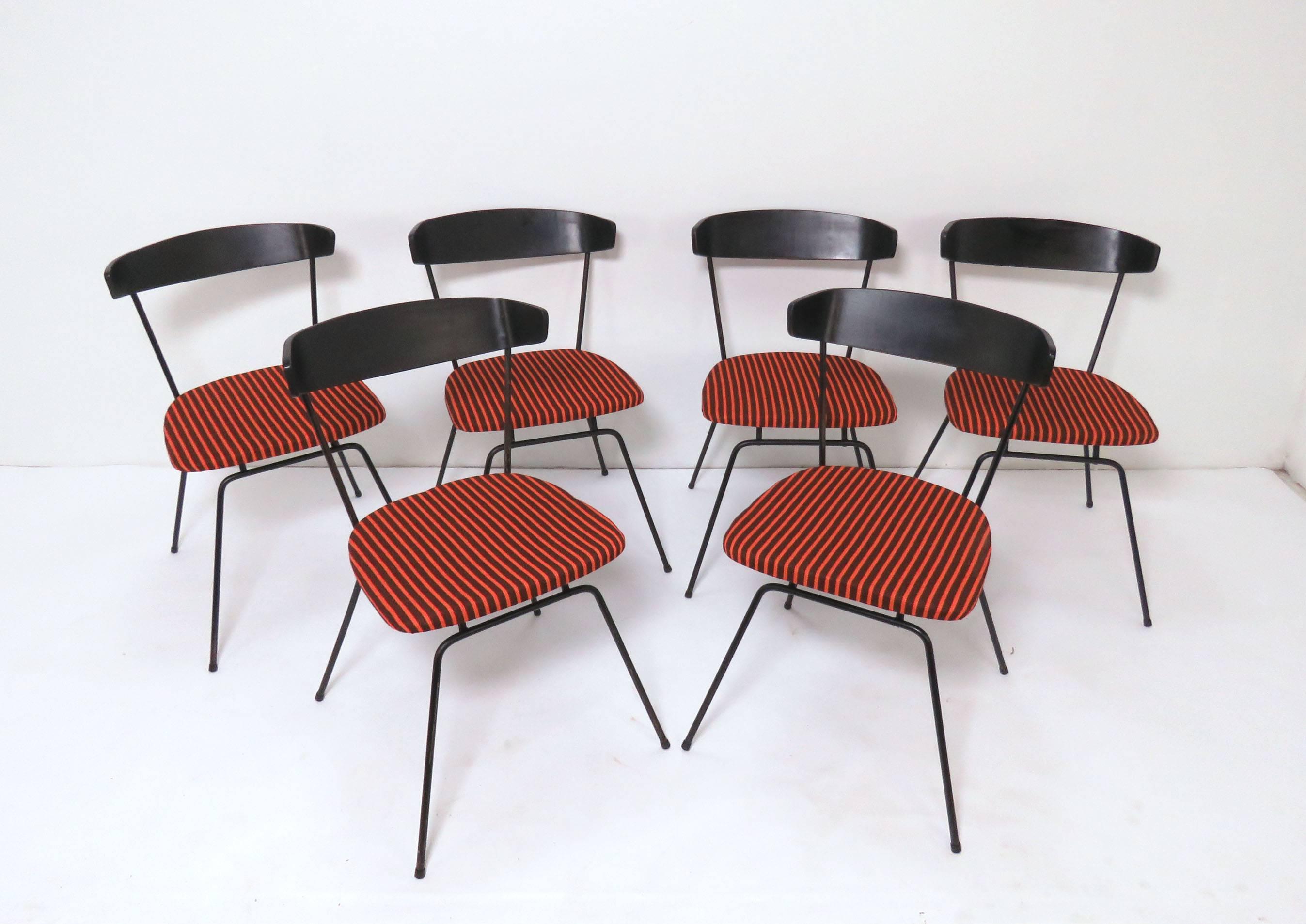 Set of six dining chairs by Clifford Pascoe for Modern Masters, Inc. A classic example of 1950s wrought iron 