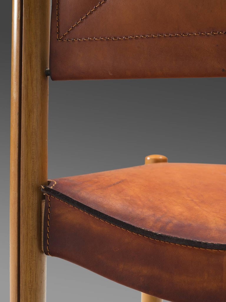 Set of Six Cognac Leather Dining Chairs at 1stDibs