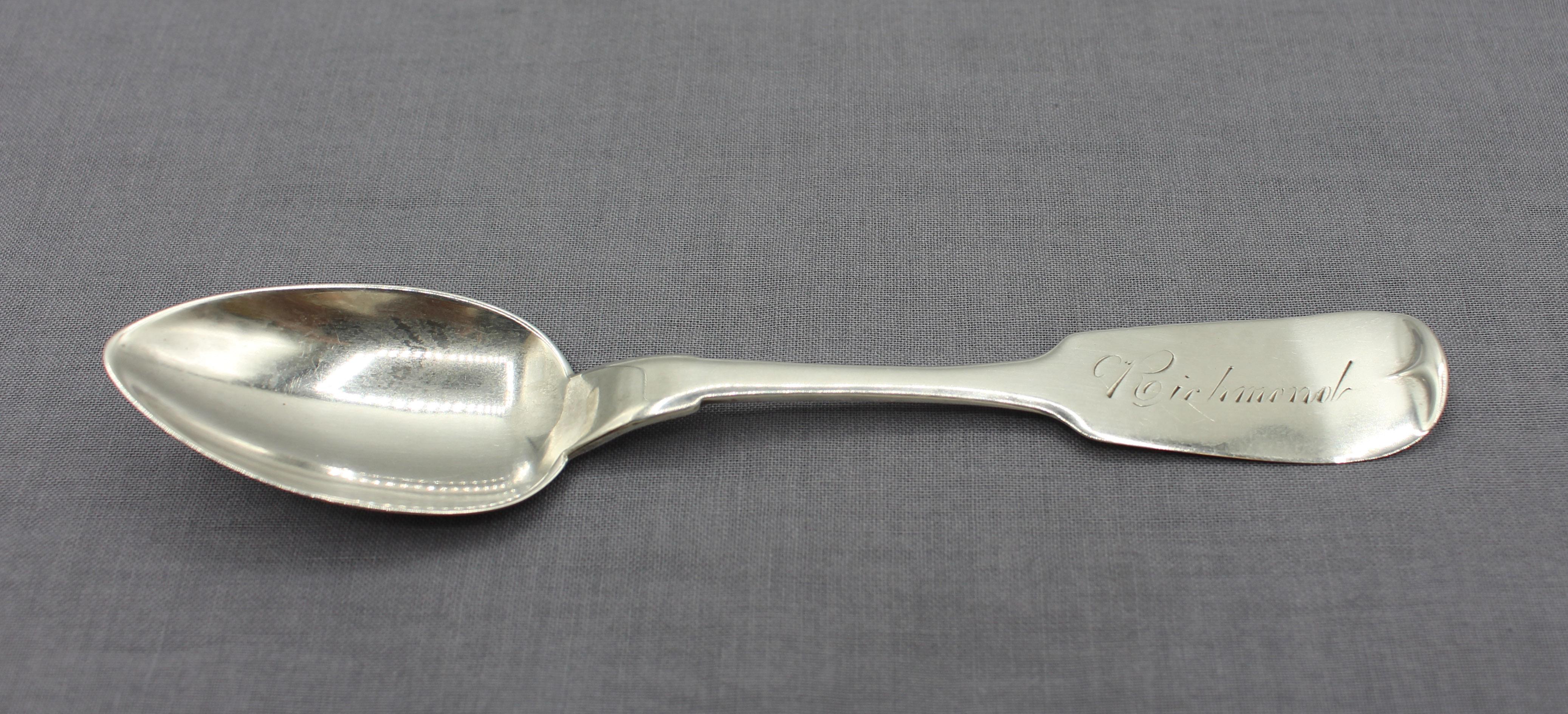 American Set of Six Coin Silver Teaspoons, Circa Mid-19th Century For Sale