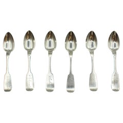 Set of Six Coin Silver Teaspoons, Circa Mid-19th Century