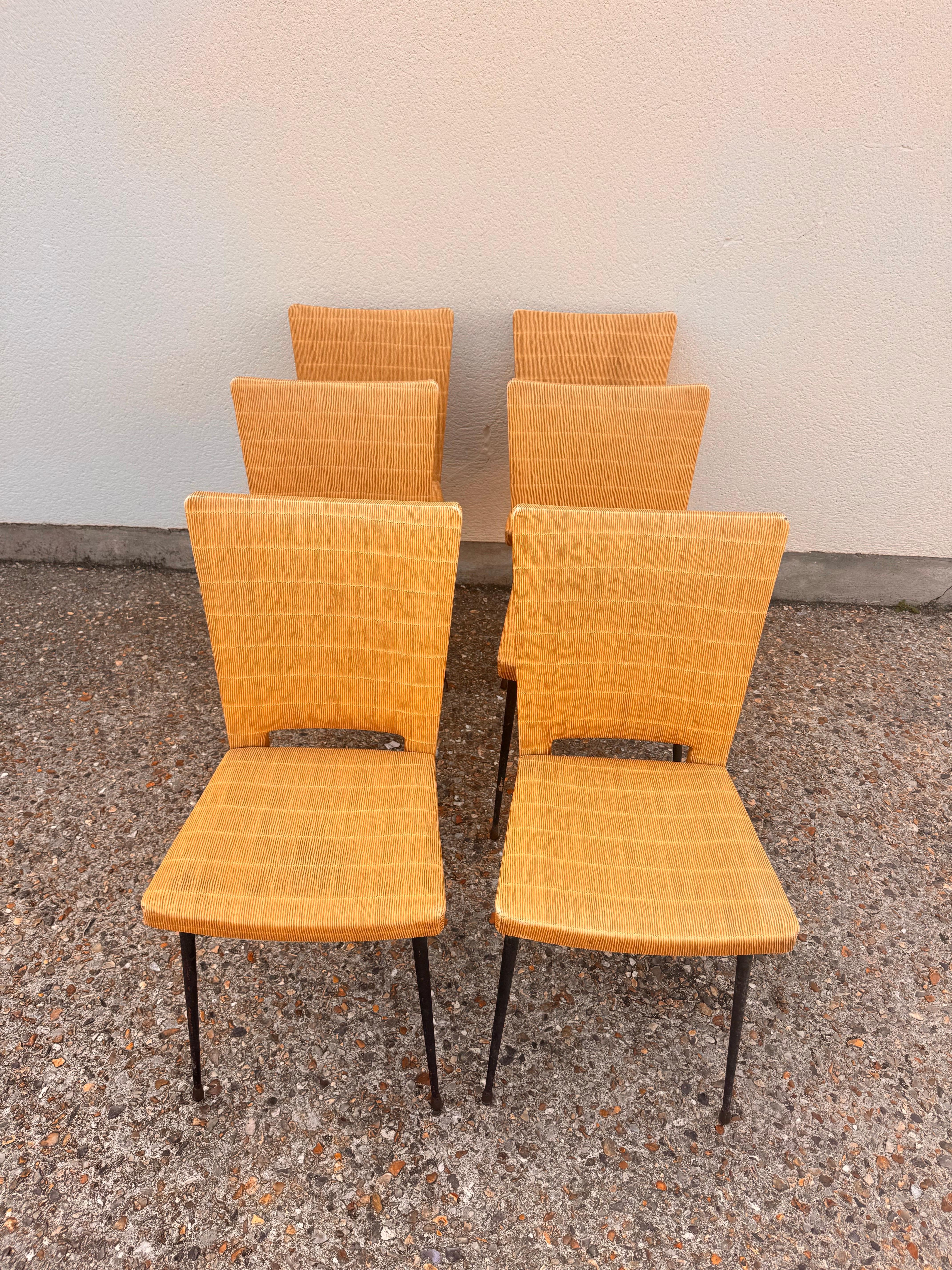 Mid-Century Modern Set of six Colette Gueden chairs For Sale