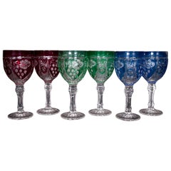 Set of Six Colored Liquor Glasses, Poland, 1960s