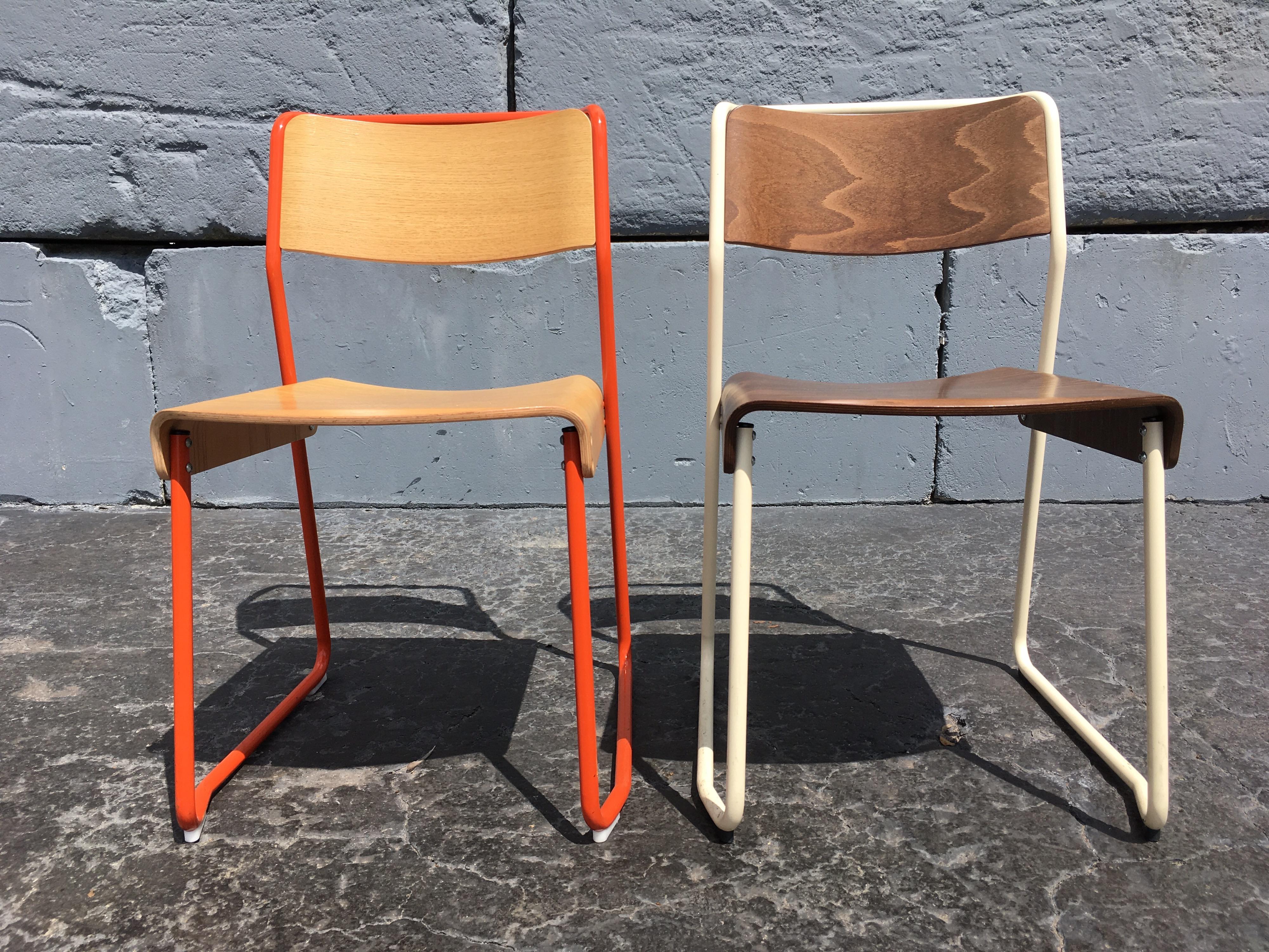 Modern Set of Six Colorful Dining Chairs by Ed Carpenter & Andre Klauser, Canteen Chair