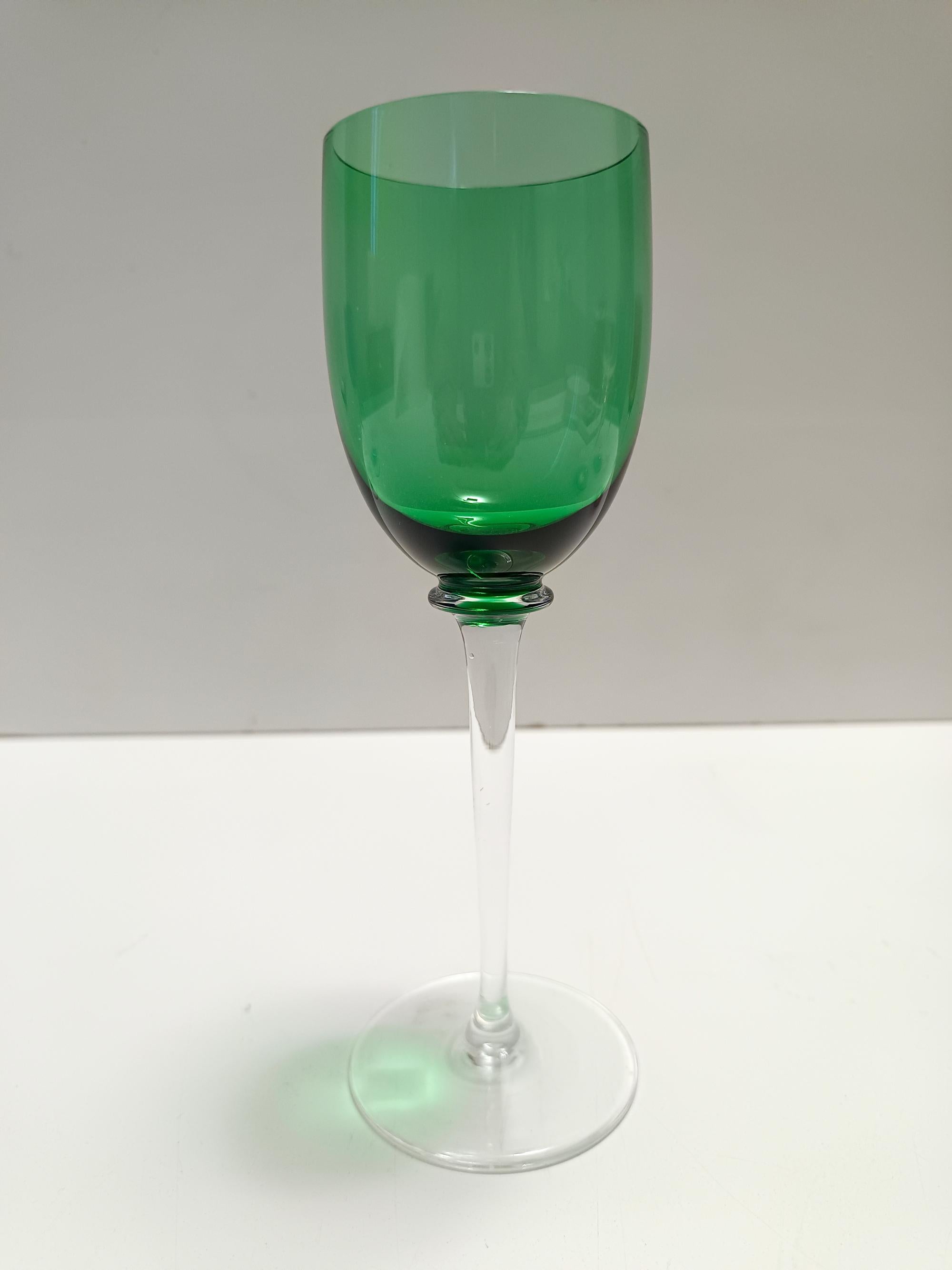 Vetro di Murano Set di sei bicchieri da vino colorati in vetro soffiato di Murano, Italia anni '80 in vendita