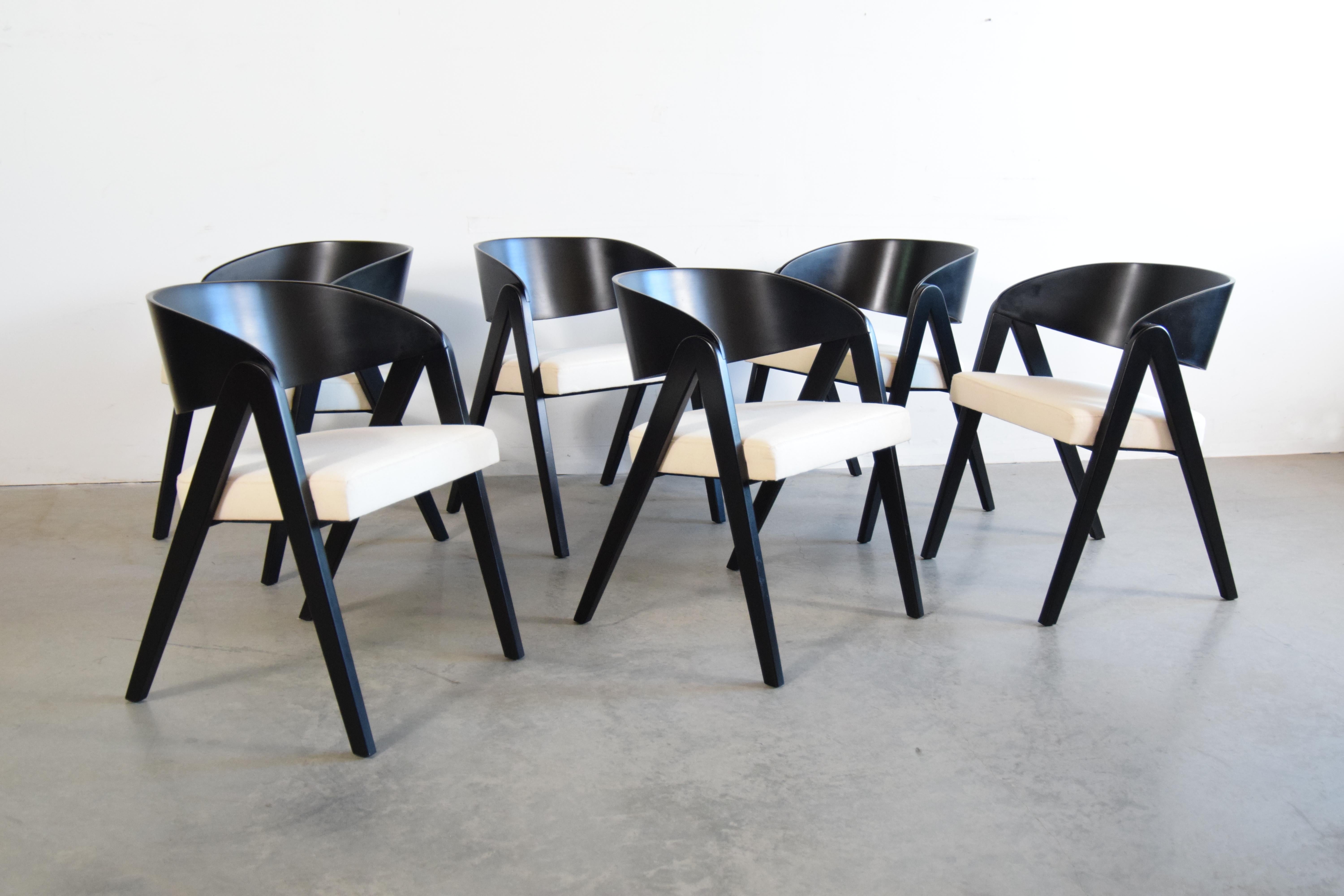 Lacquered Set of Six Compass Chairs by Allan Gould, circa 1948 For Sale