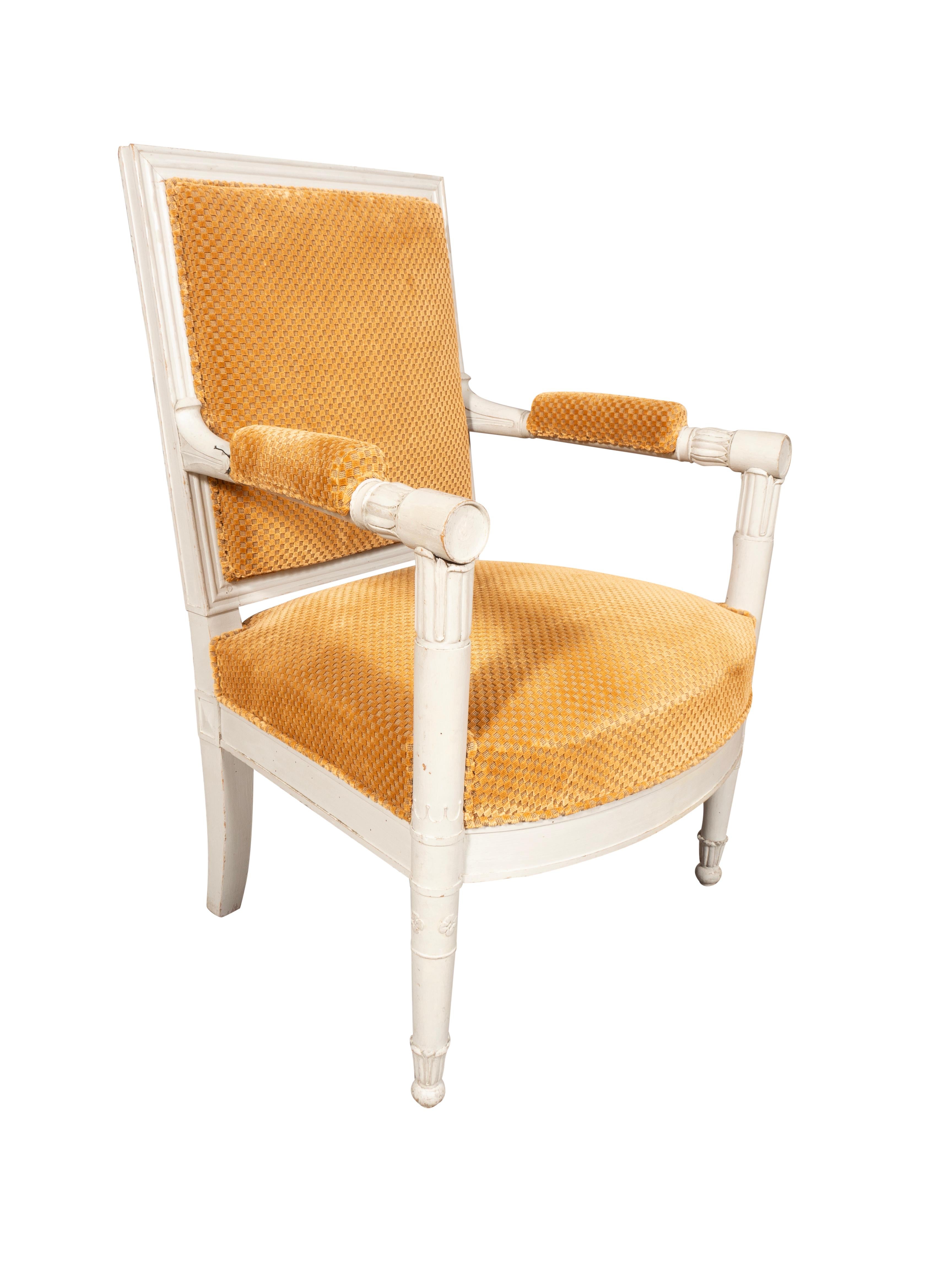 Néoclassique Ensemble de six fauteuils peints de style Consulat en vente