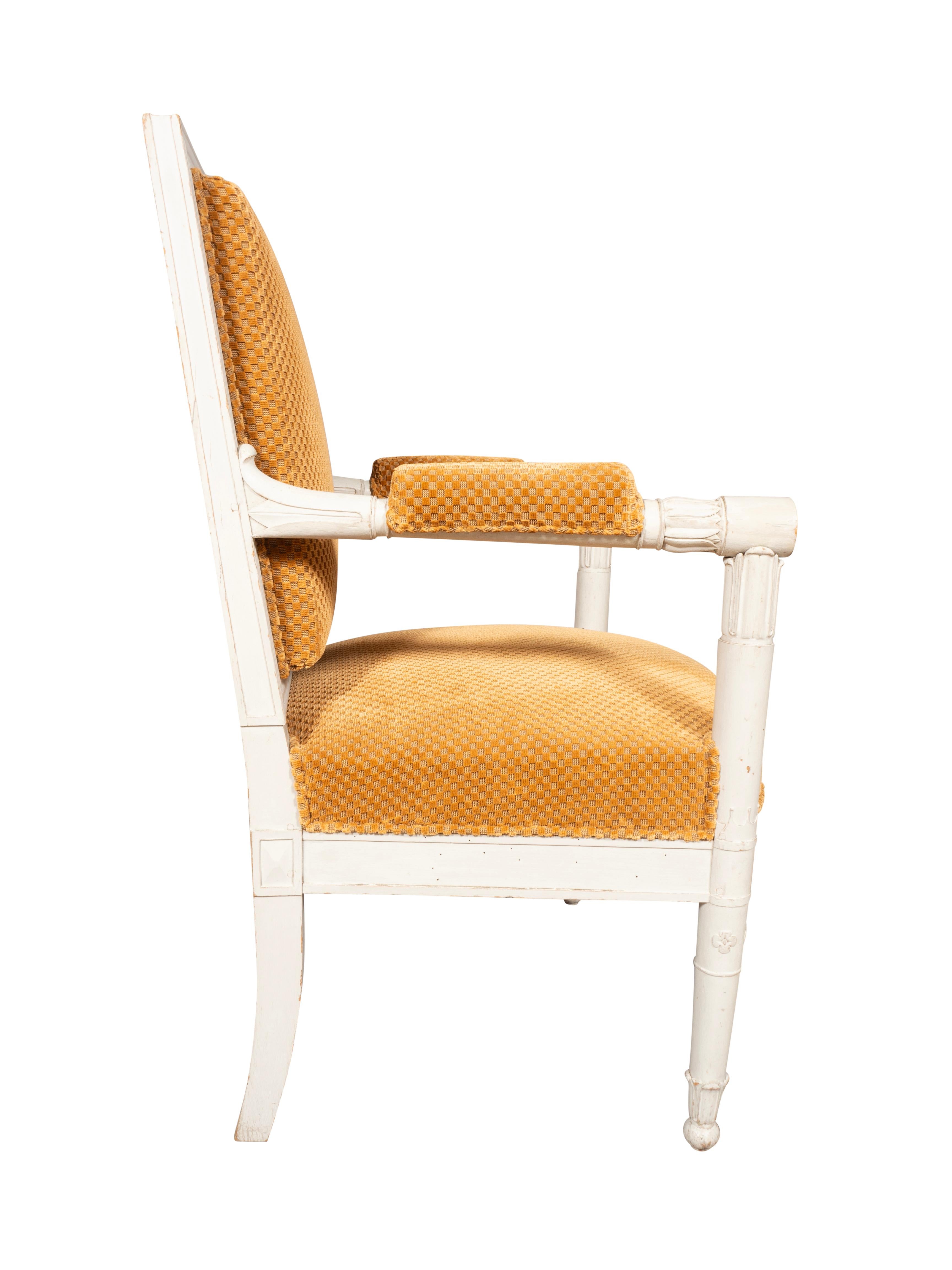 Français Ensemble de six fauteuils peints de style Consulat en vente