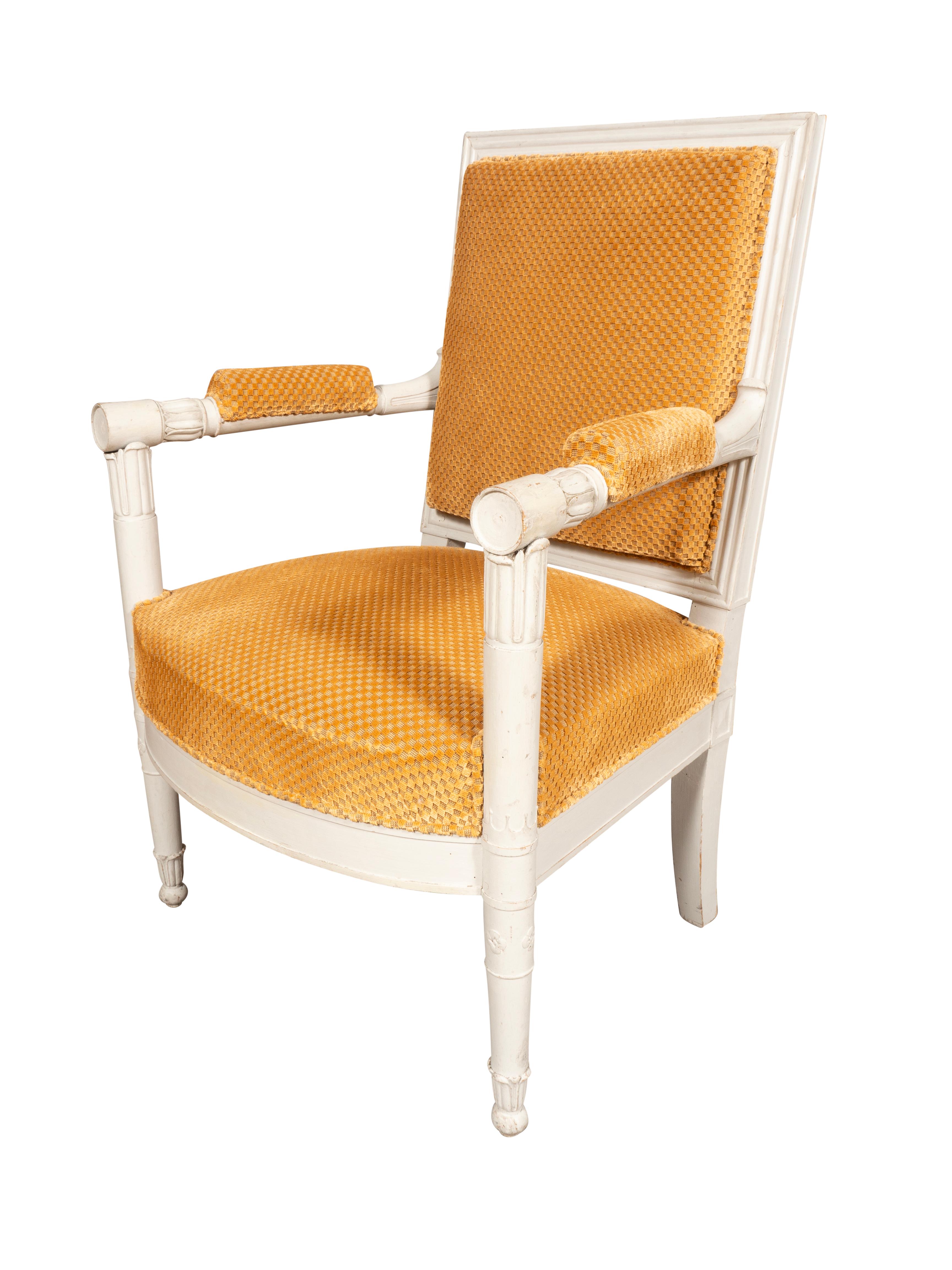Fin du XIXe siècle Ensemble de six fauteuils peints de style Consulat en vente