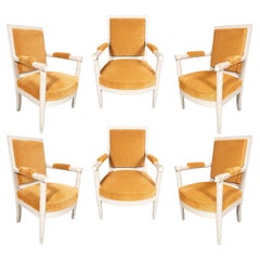 Ensemble de six fauteuils peints de style Consulat