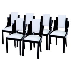 Set di sei sedie da sala da pranzo contemporanee in nero nello stile dell'Art Deco