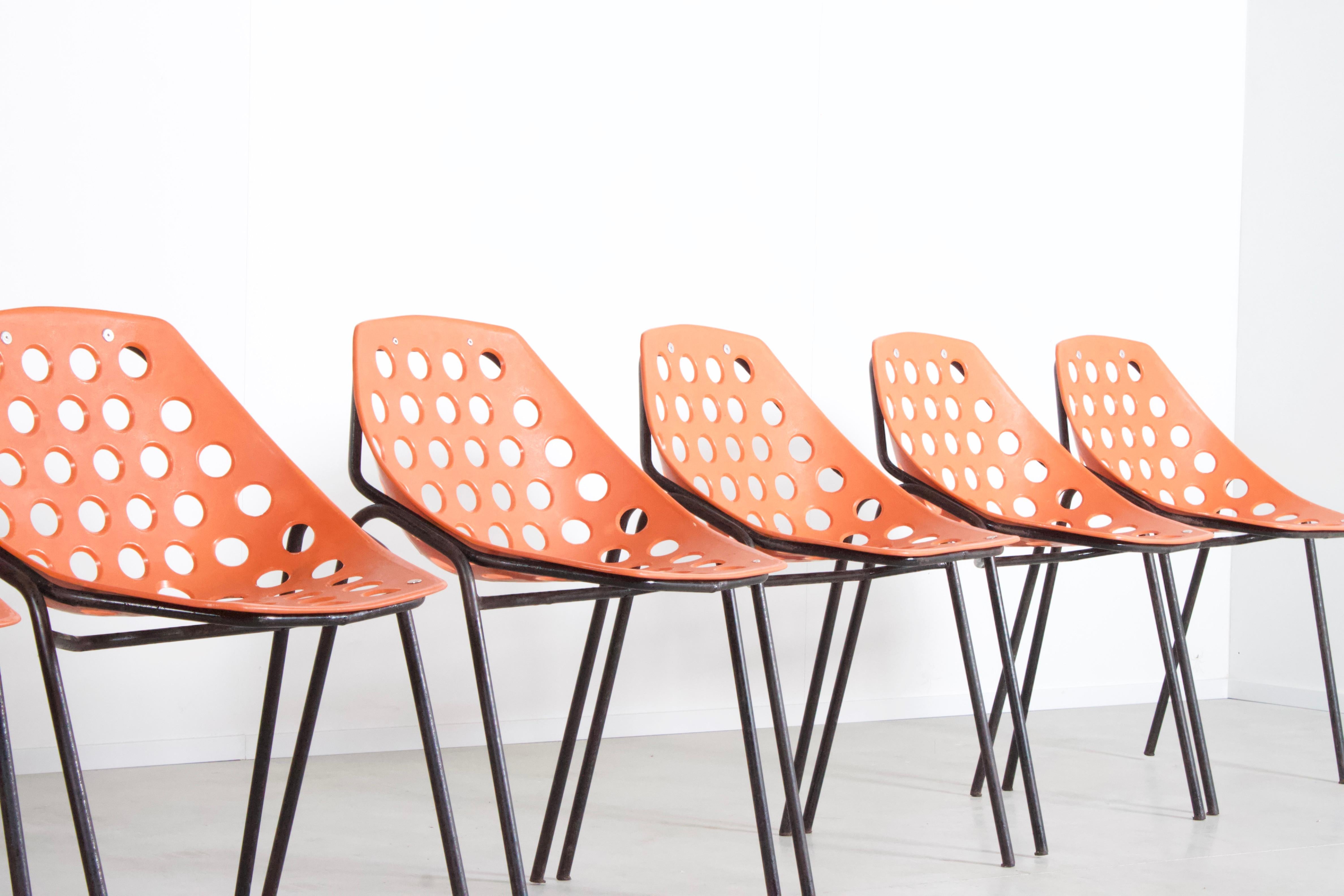 Set of Six ‘Coquillage’ Chairs by Pierre Guariche for Meurop, 1960s In Good Condition In Echt, NL