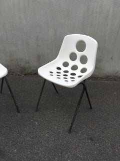 Set of Six Coquillage Stacking Chairs in the style of P. Guariche, circa 1960