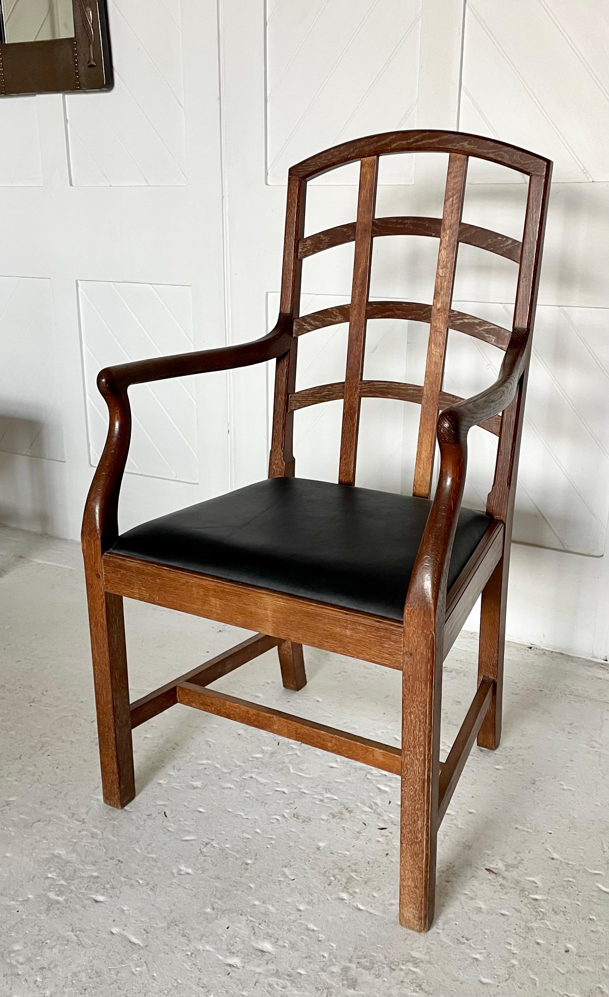 English Set of Six Cotswold School Arts and Crafts dining chairs