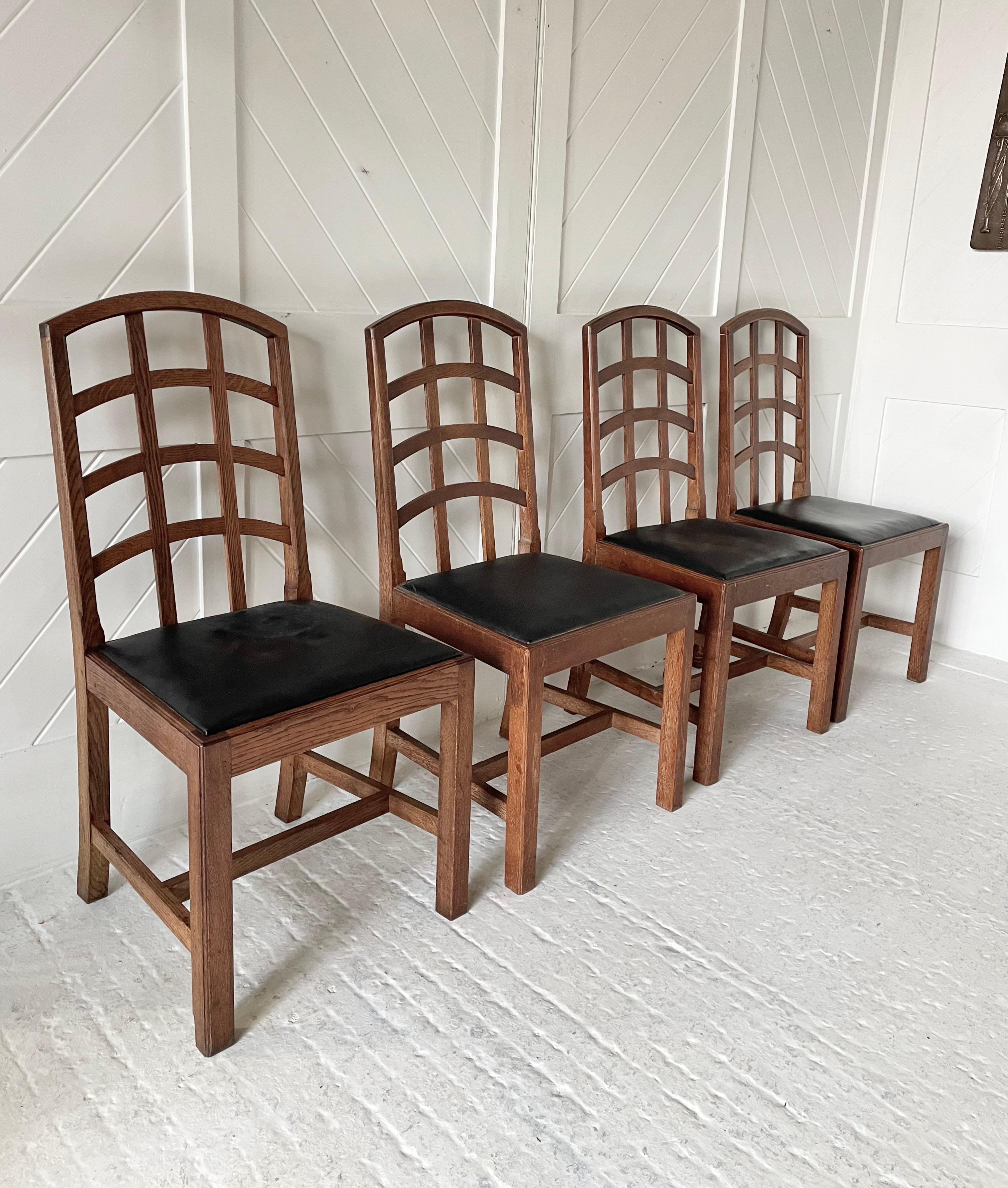 Early 20th Century Set of Six Cotswold School Arts and Crafts dining chairs