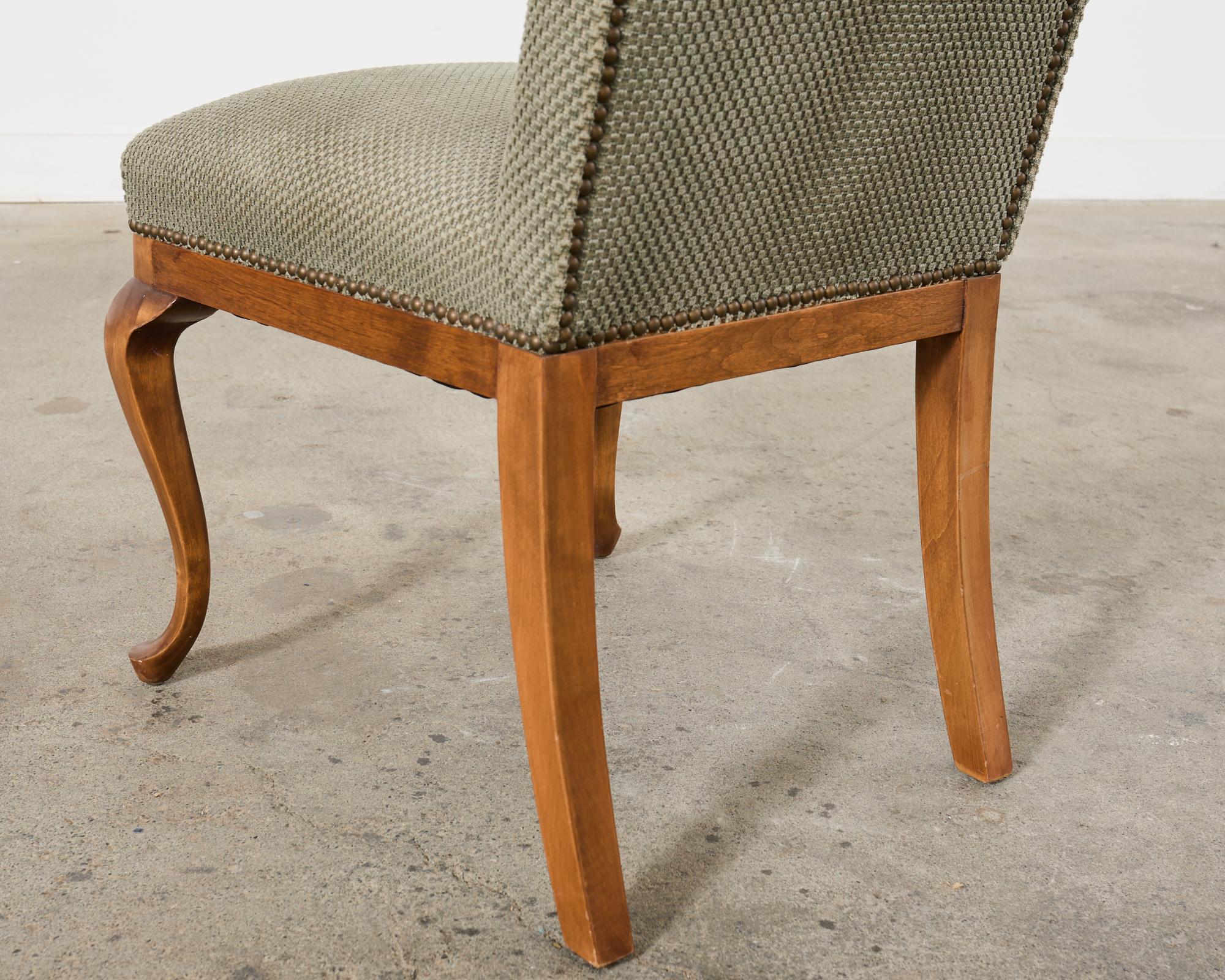 Set of Six Country English Provincial Walnut Dining Chairs For Sale 6