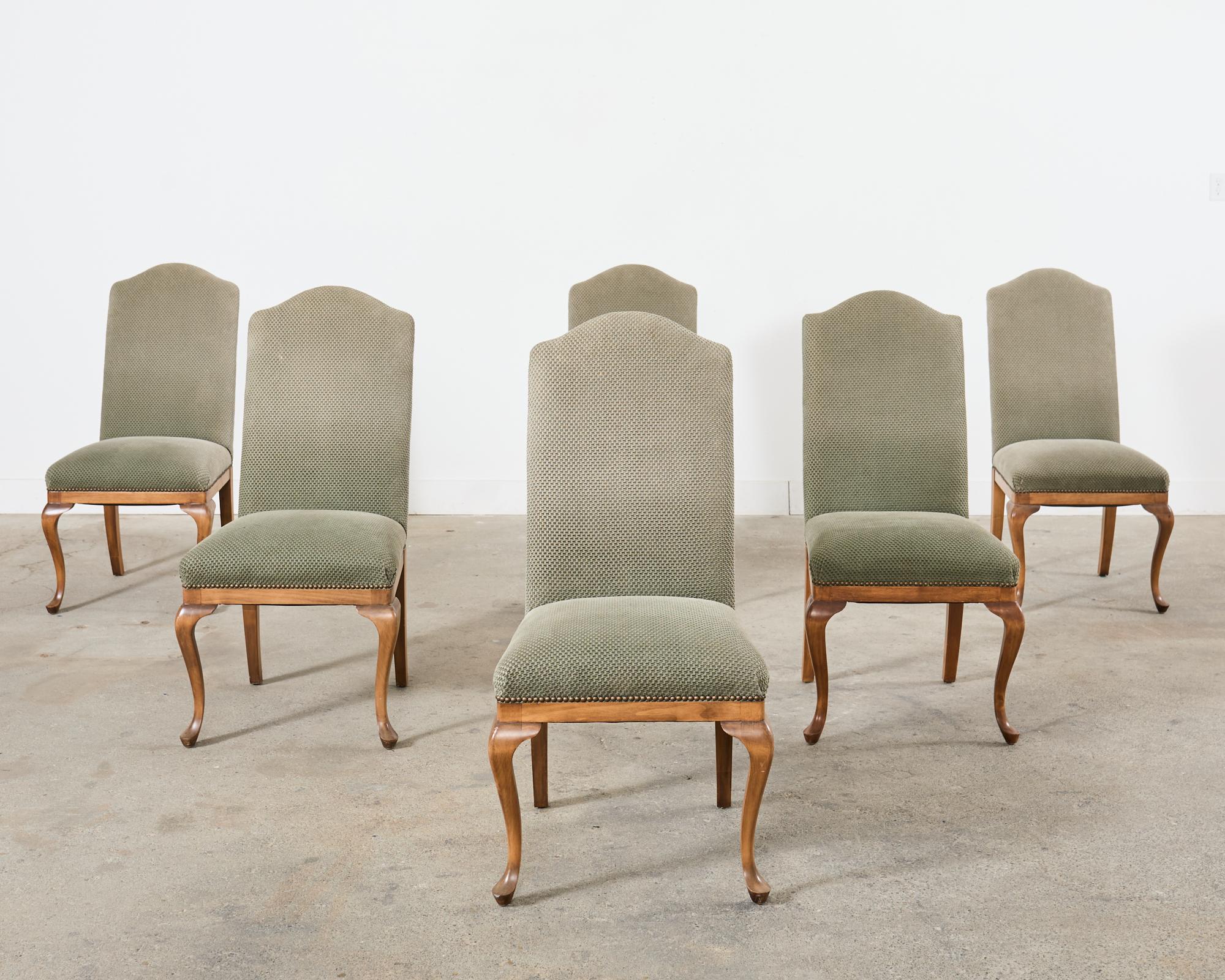 Hand-Crafted Set of Six Country English Provincial Walnut Dining Chairs For Sale