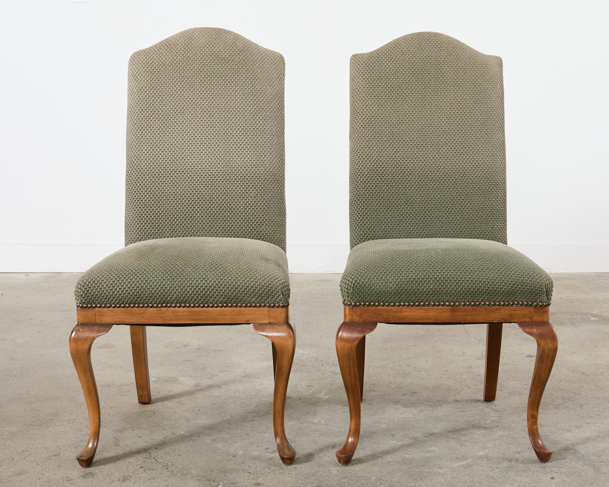 20th Century Set of Six Country English Provincial Walnut Dining Chairs For Sale