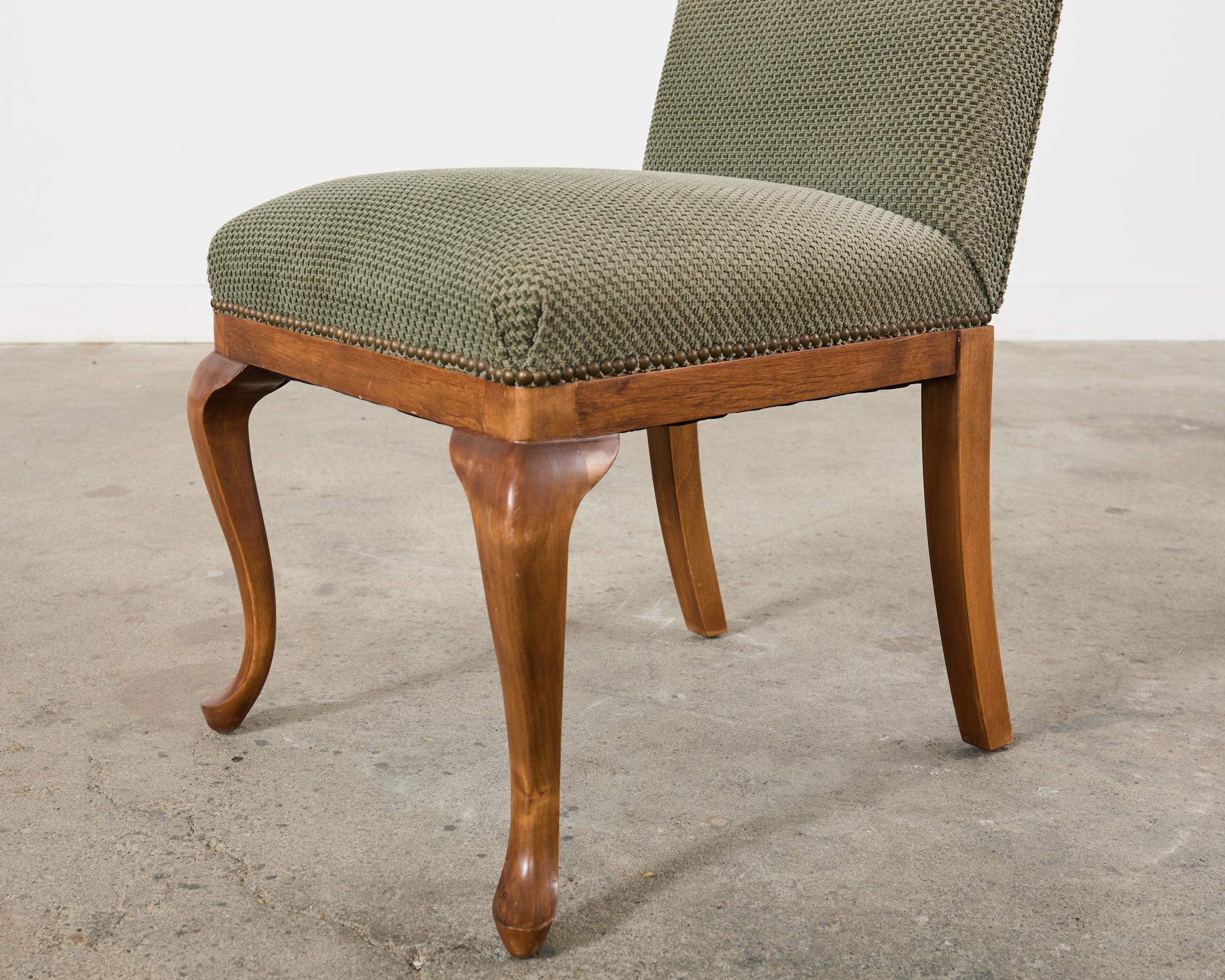 Set of Six Country English Provincial Walnut Dining Chairs For Sale 2