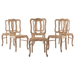 Set of Six Country French Provincial Oak Dining Chairs