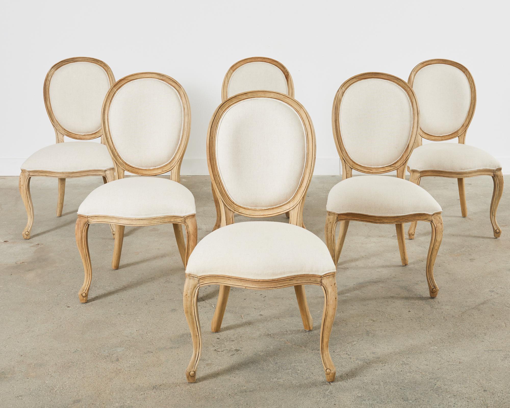 Set of Six Country French Provincial Style Dining Chairs For Sale 12