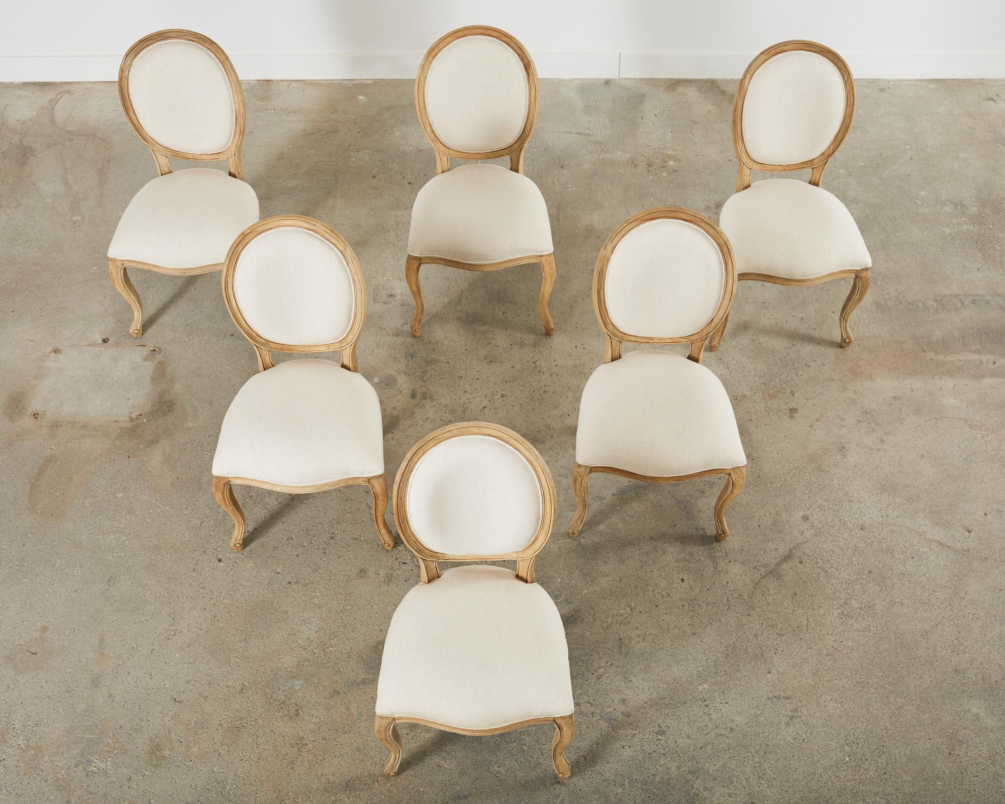 Hand-Crafted Set of Six Country French Provincial Style Dining Chairs For Sale