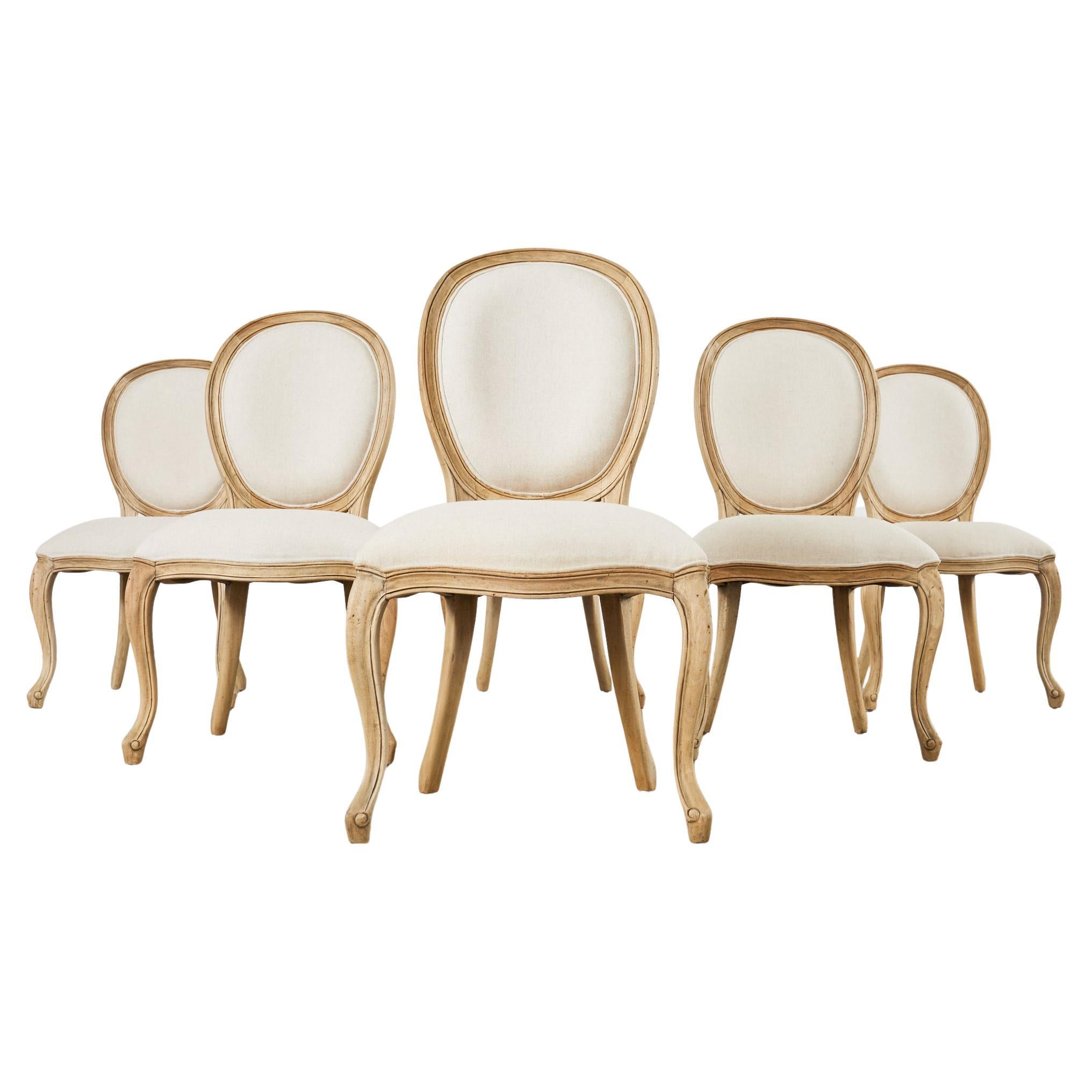 Set of Six Country French Provincial Style Dining Chairs For Sale